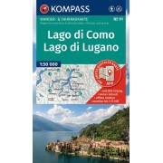 91 Lago di Como - Lago di Lugano Kompass Wanderkarte